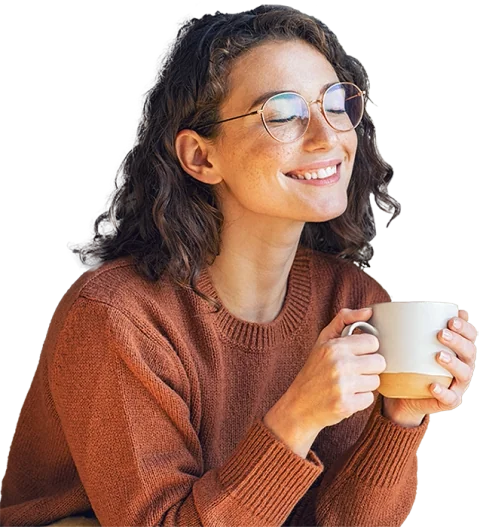 A No Worries client enjoying a coffee