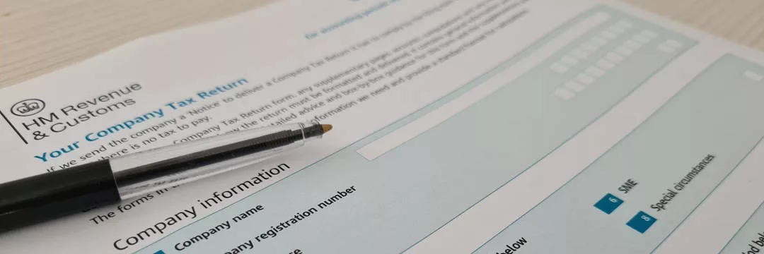 A corporation tax form with capital allowances and tax relief highlighted