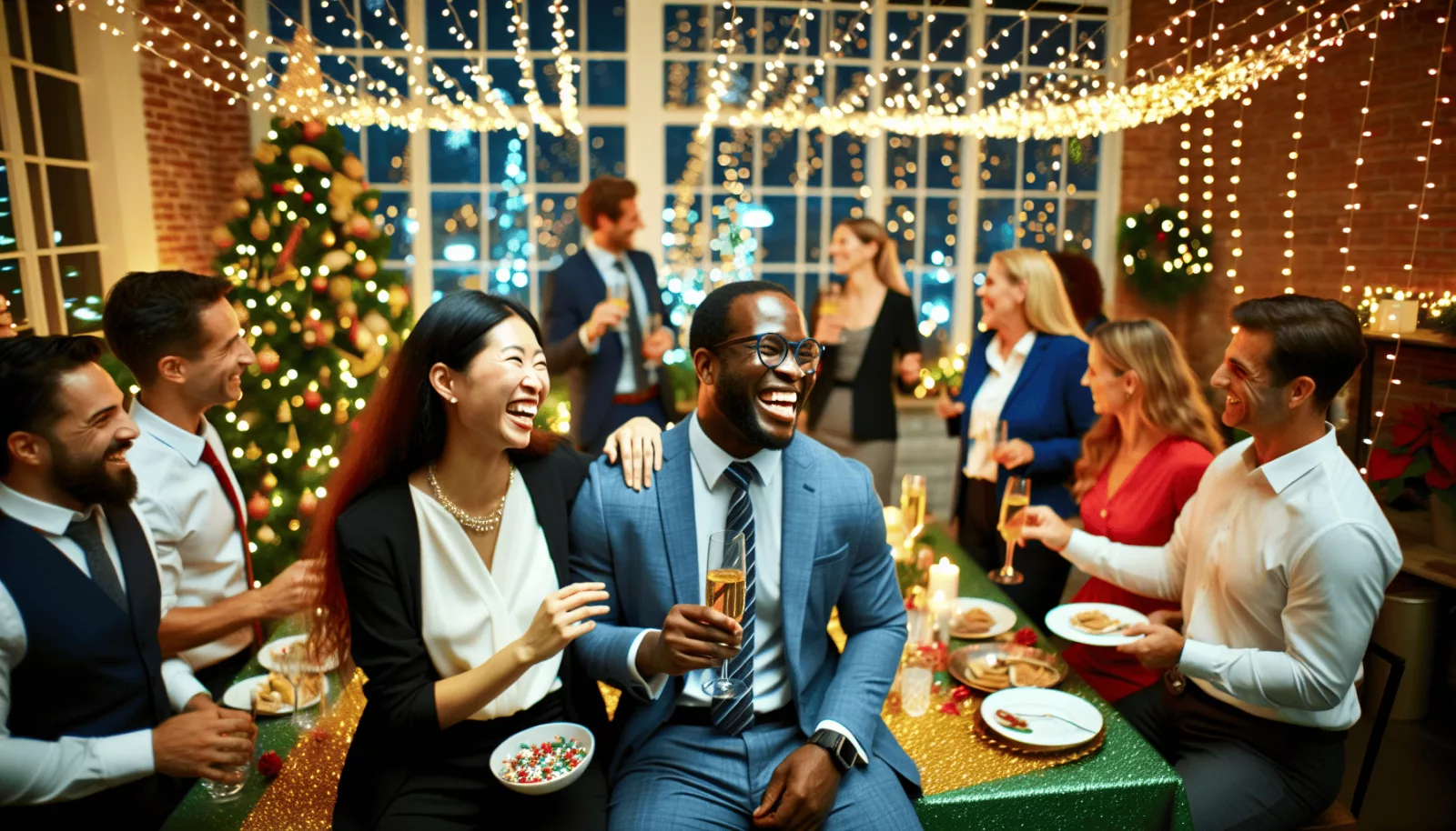 Business people enjoying a Christmas party as a business expense