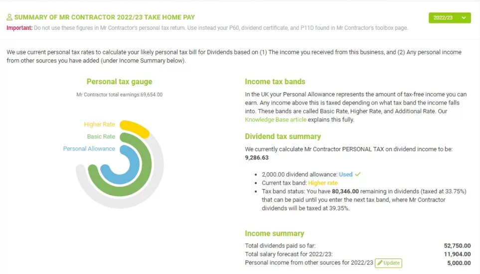 Joy Pilot vs Xero comparison — the Joy Pilot personal tax screen for self-assessment tax returns.