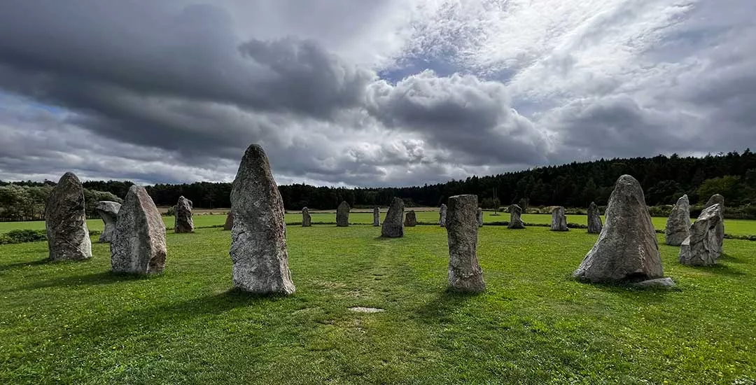 ancient circular stone formation in english countryside