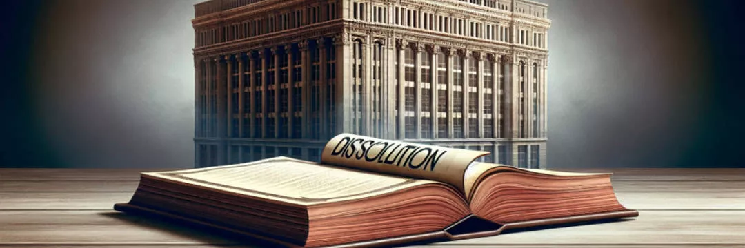 Illustration of a company being dissolved