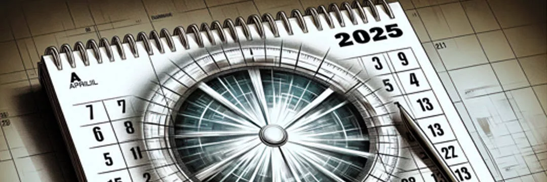 Illustration of a calendar with April 2025 marked