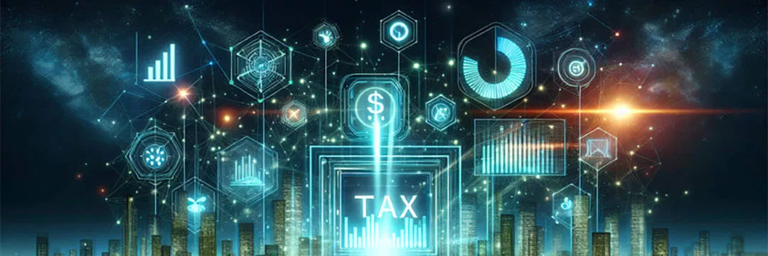 Illustration of futuristic digital tax concepts