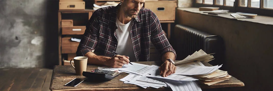 Contractor reviewing tax documents