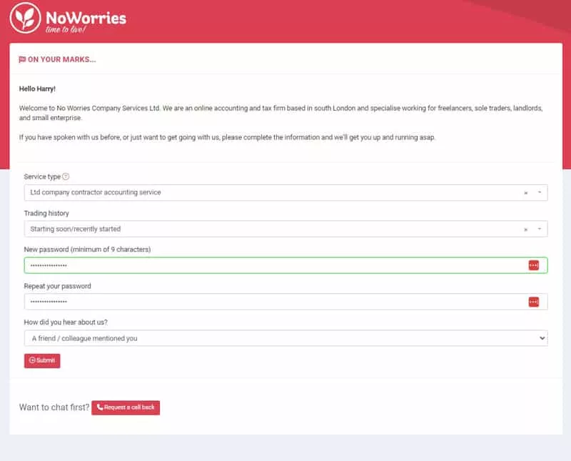 We have taken a documented process and just added it online. Here Harry needs to add some further set-up information.