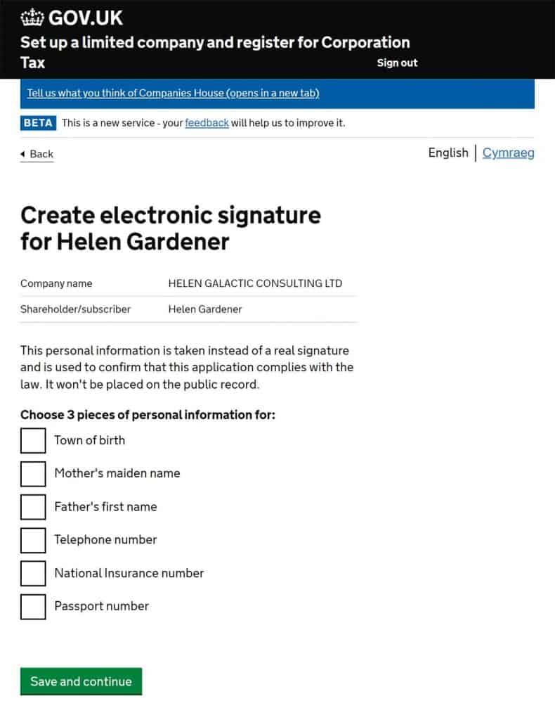 Create a digital signature when forming your ltd company