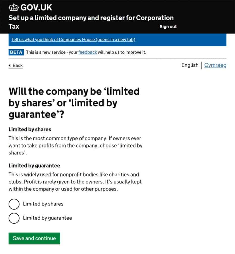 The new limited company will be limited by shares