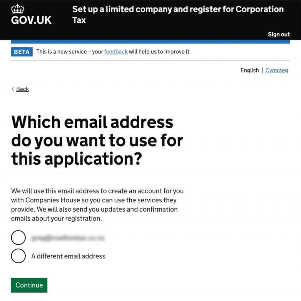 Which email address do you want to use for your limited company formation