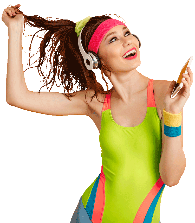 dancer who contracts to production companies looking at No Worries accounting while dancing with headphones on